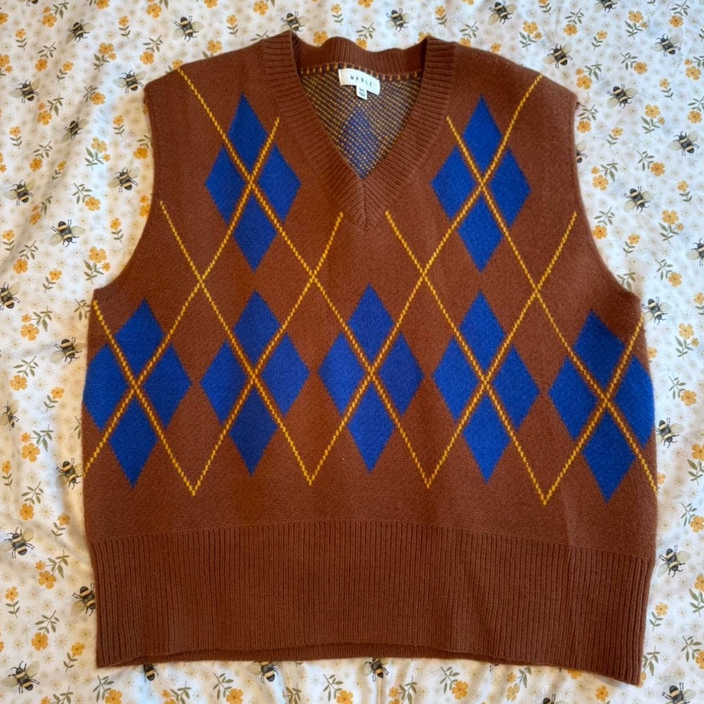 Brown and Blue Argyle Sweater Vest